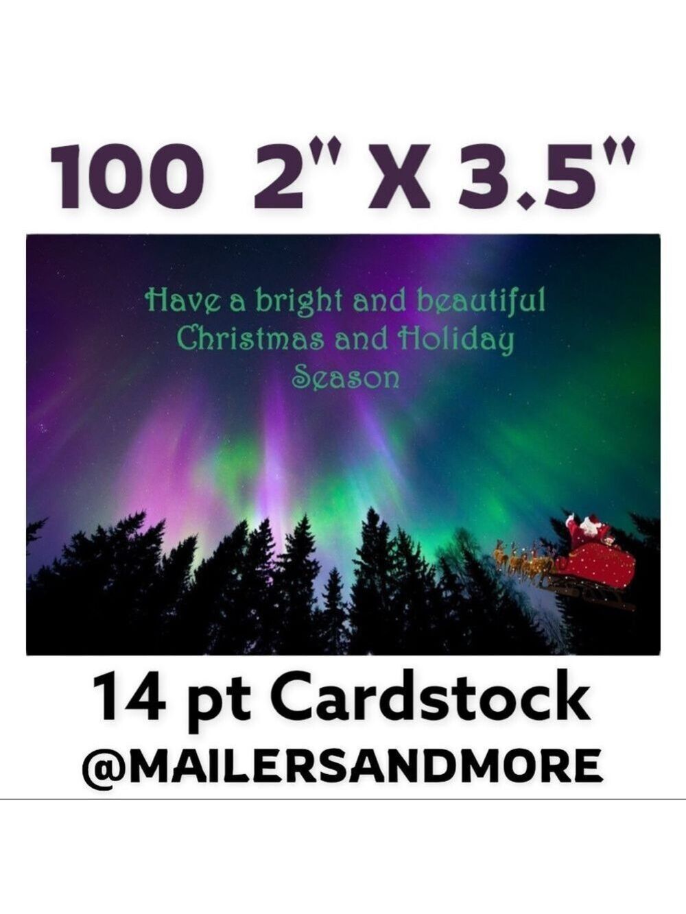 100 Santa Aurora Borealis Christmas Thank You Cards. PRICE IS FIRM